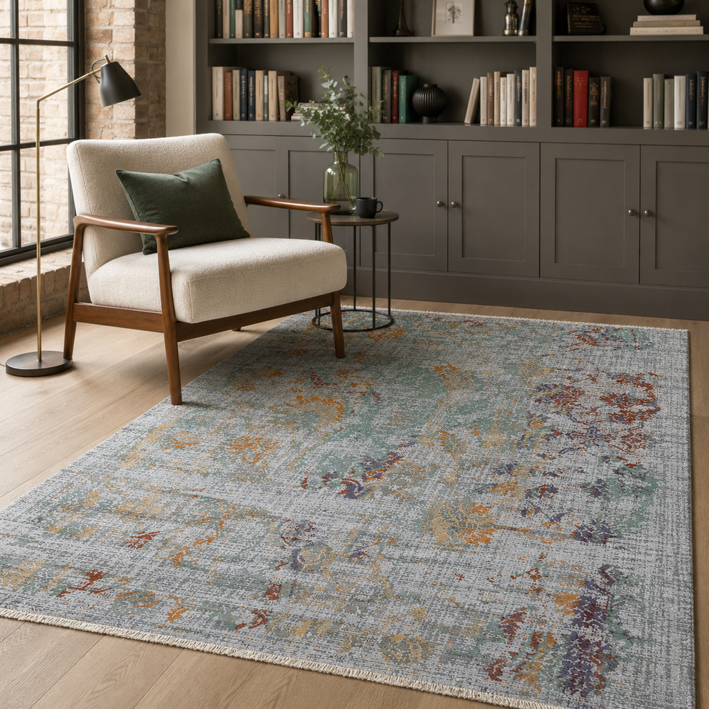 Tapis Moderne Gris Lavable Naïa, vue 7