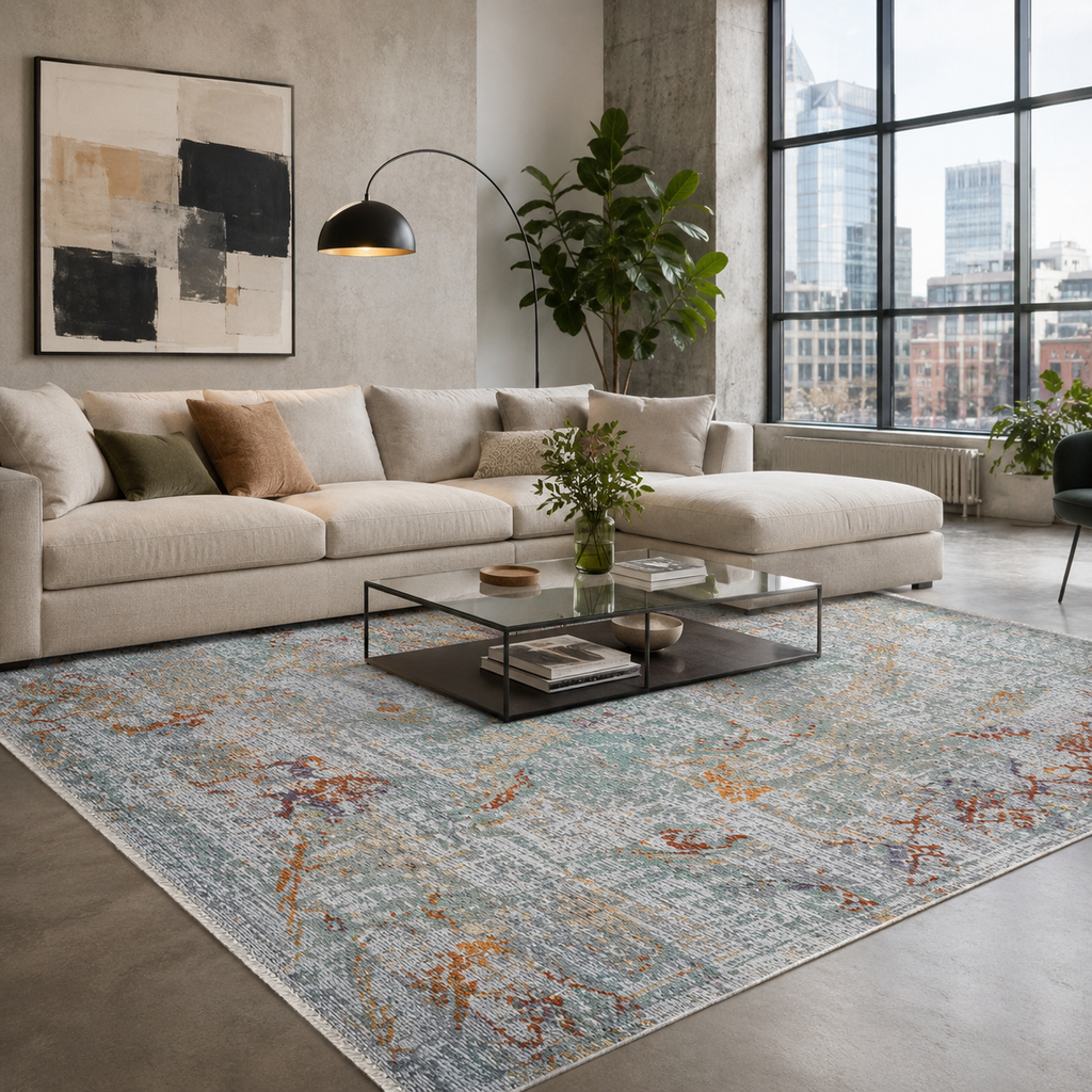 Tapis Moderne Gris Lavable Naïa, vue 8
