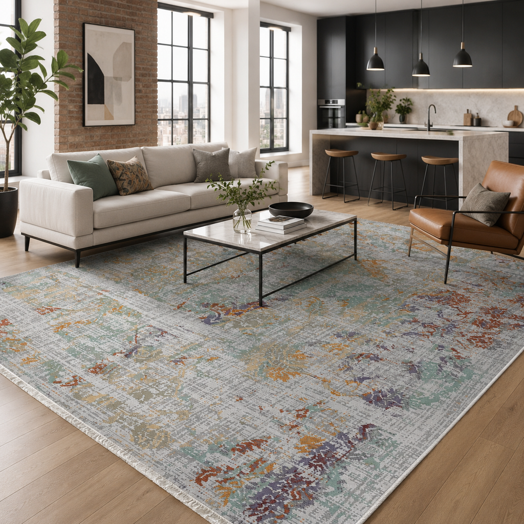 Tapis Moderne Gris Lavable Naïa, vue 10