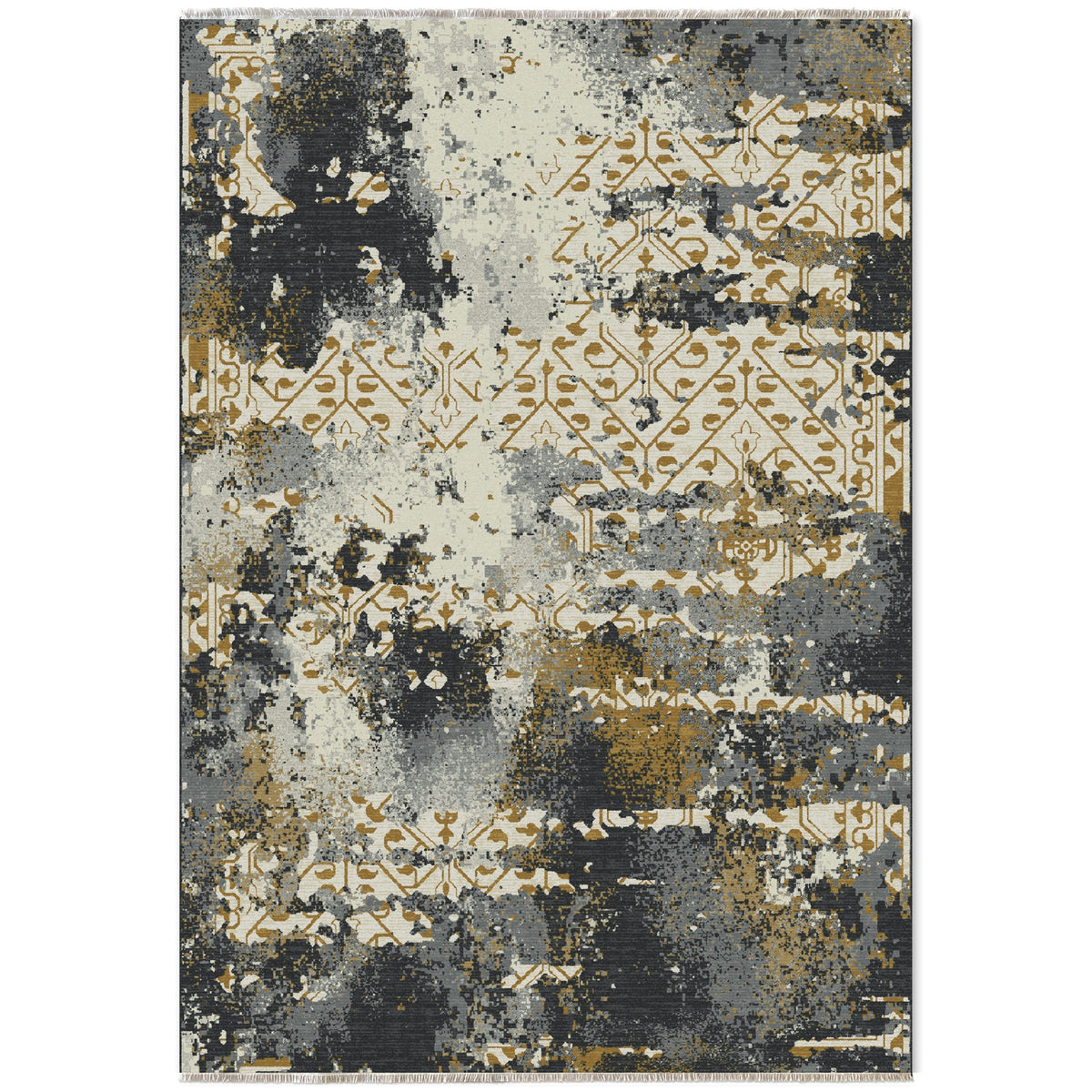Détail du motif du tapis moderne gris lavable Laurette
