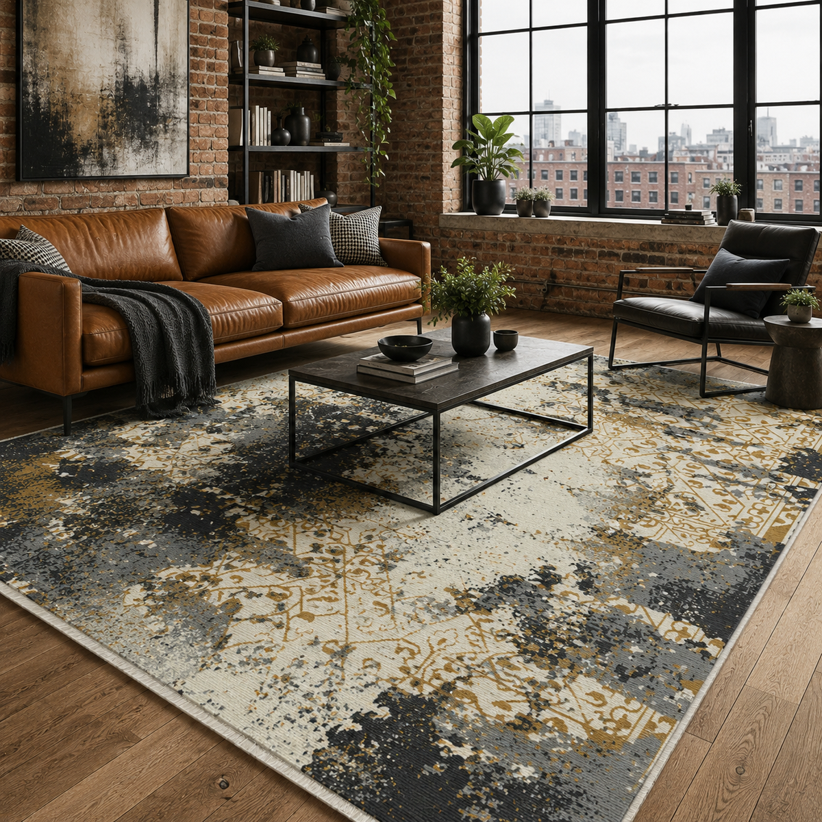 Tapis Moderne Gris Lavable Laurette, vue 4