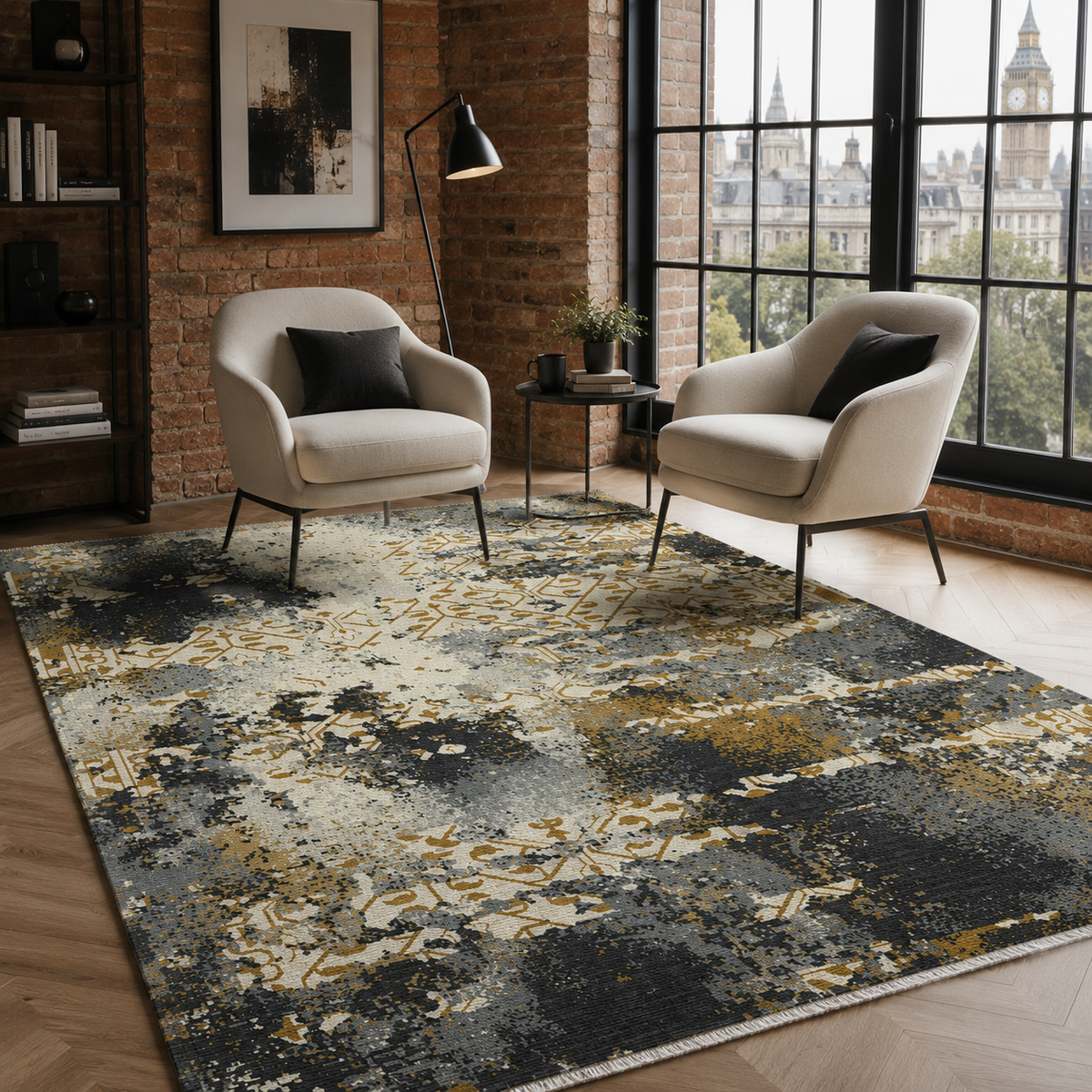 Tapis Moderne Gris Lavable Laurette, vue 8
