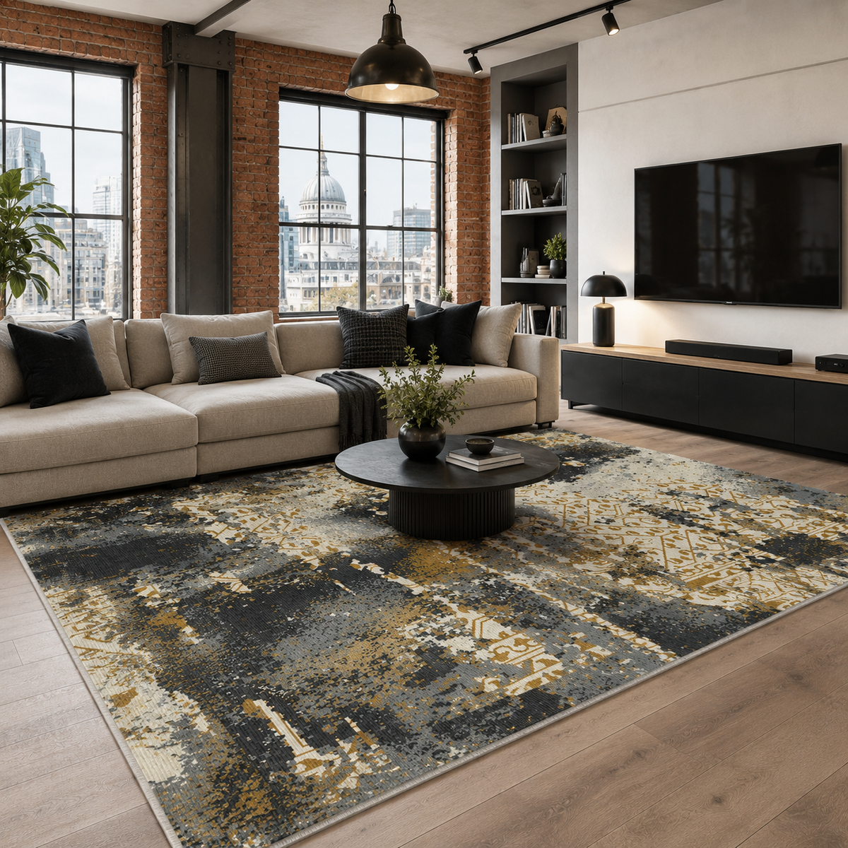 Tapis Moderne Gris Lavable Laurette, vue 9