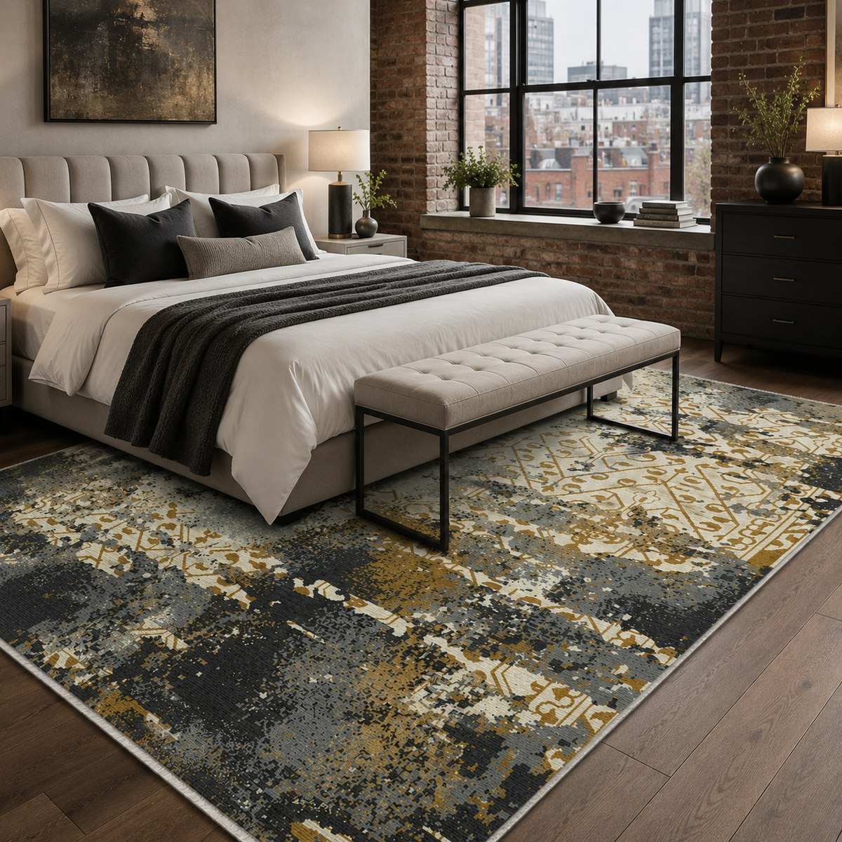 Tapis Moderne Gris Lavable Laurette, vue 10