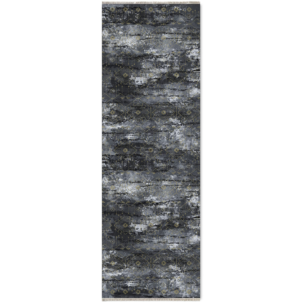 Détail du motif du tapis moderne gris lavable Zola