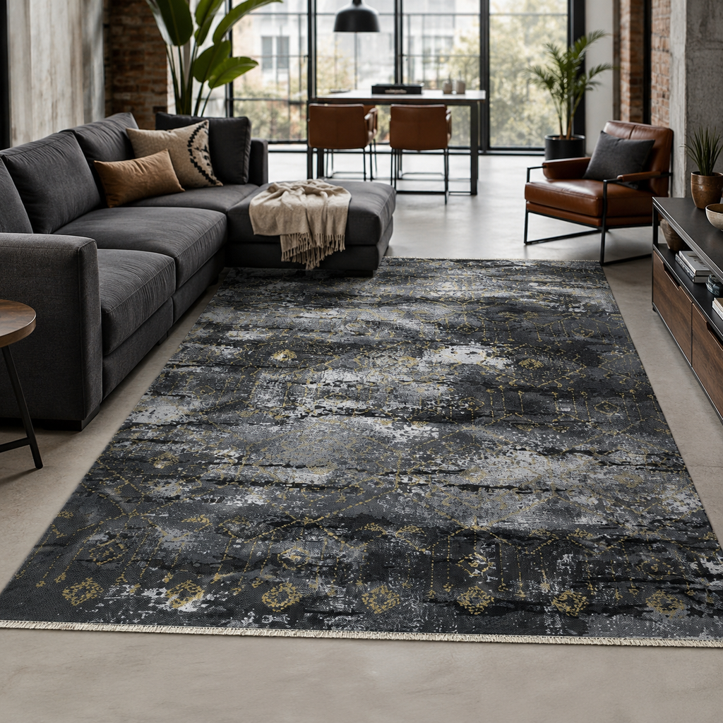 Tapis Moderne Gris Lavable Zola, vue 3