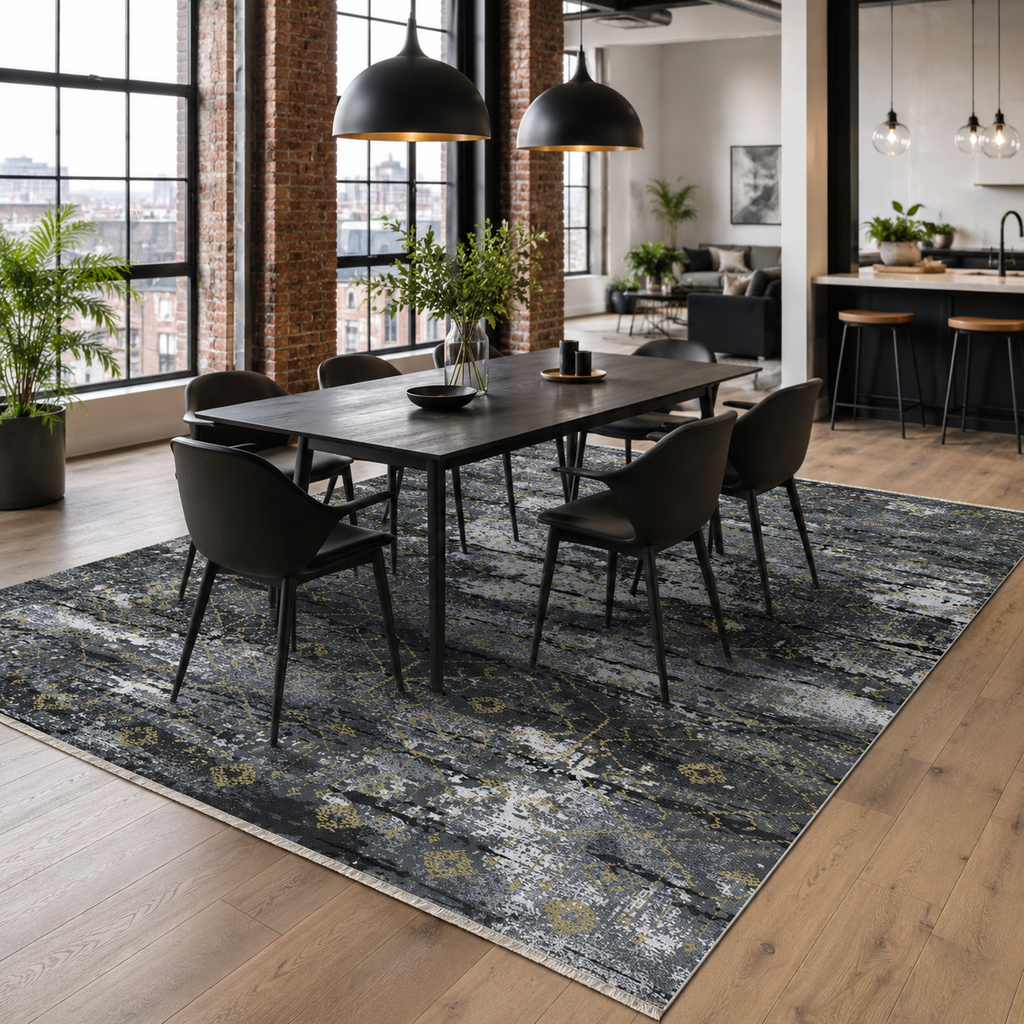 Tapis Moderne Gris Lavable Zola, vue 5