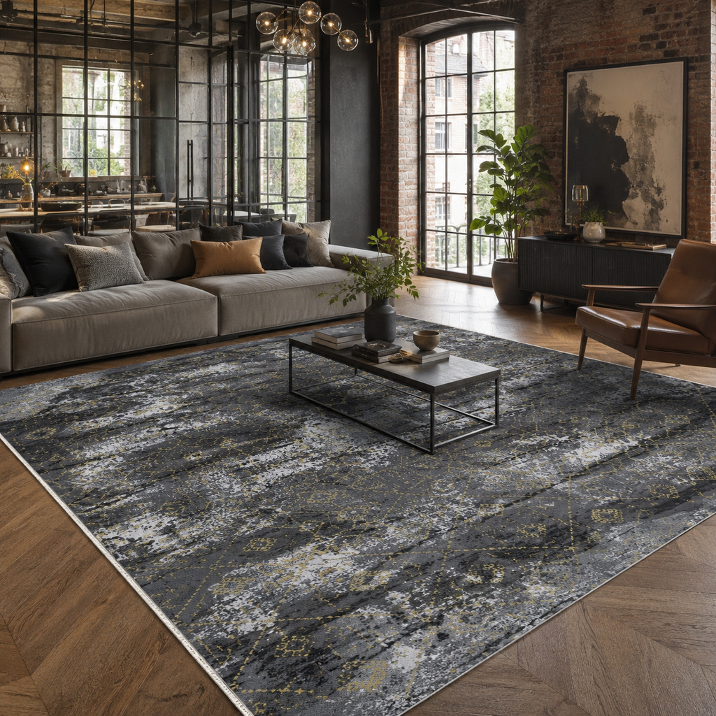 Tapis Moderne Gris Lavable Zola, vue 7
