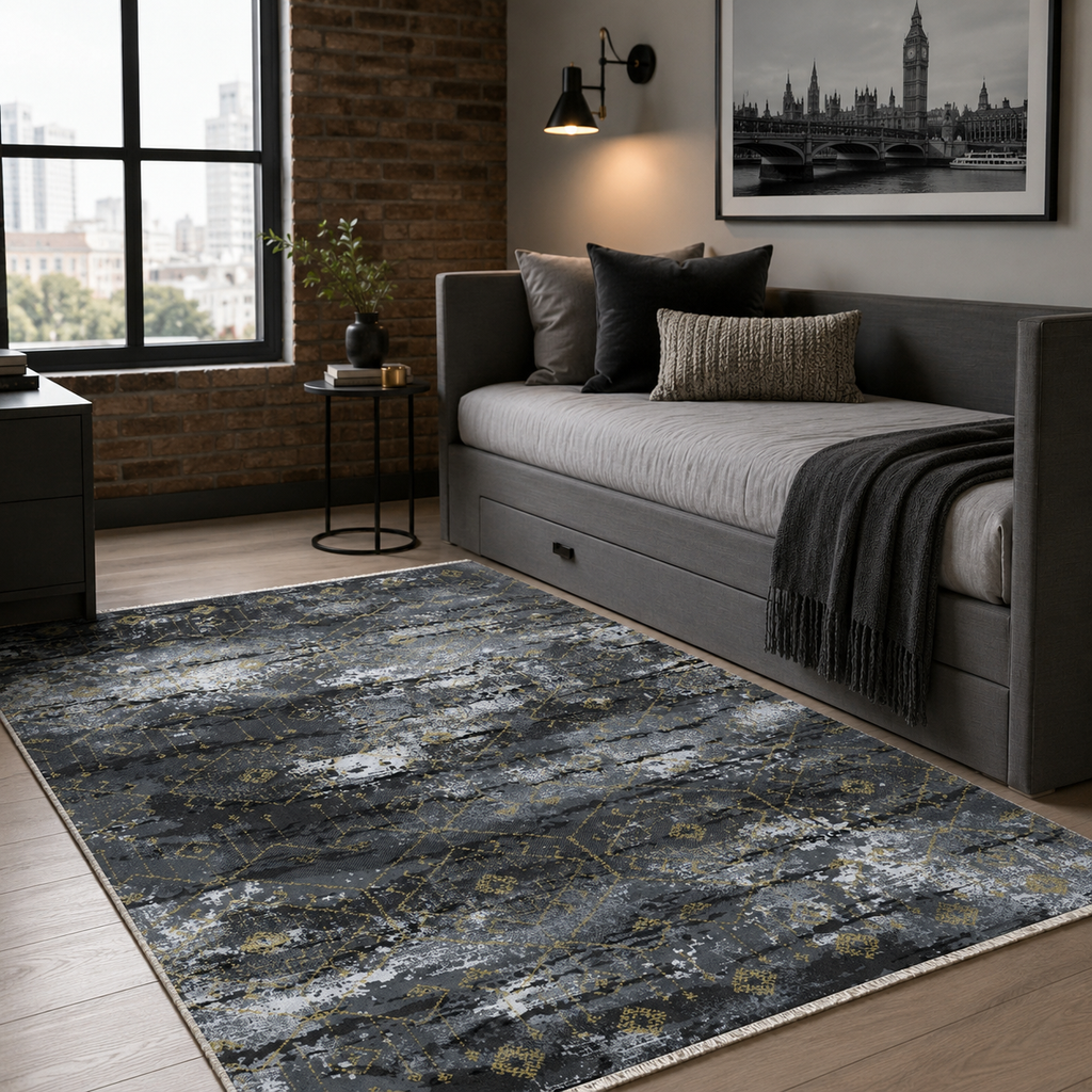 Tapis Moderne Gris Lavable Zola, vue 9