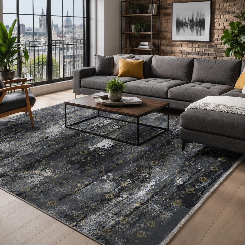 Tapis Moderne Gris Lavable Zola, vue 10