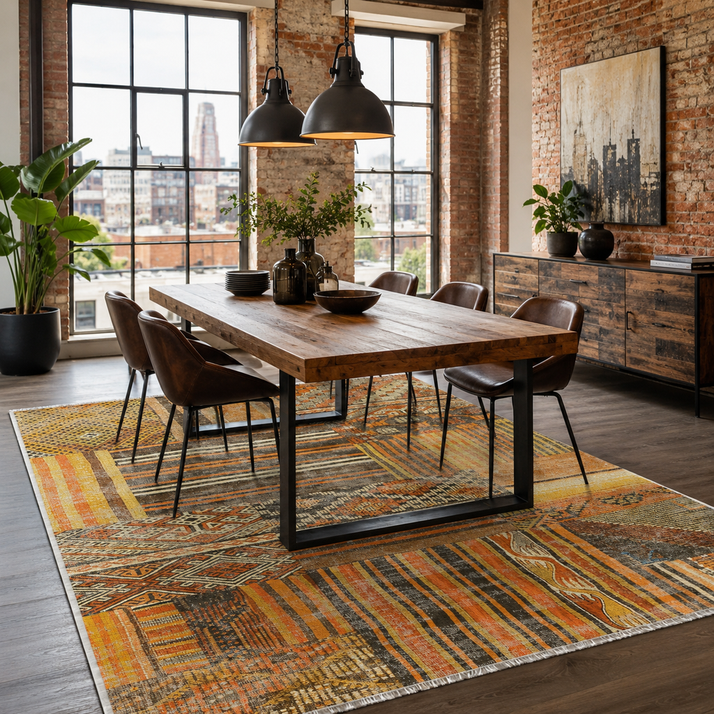 Tapis Ethnique Gris Lavable Ewan, vue 5