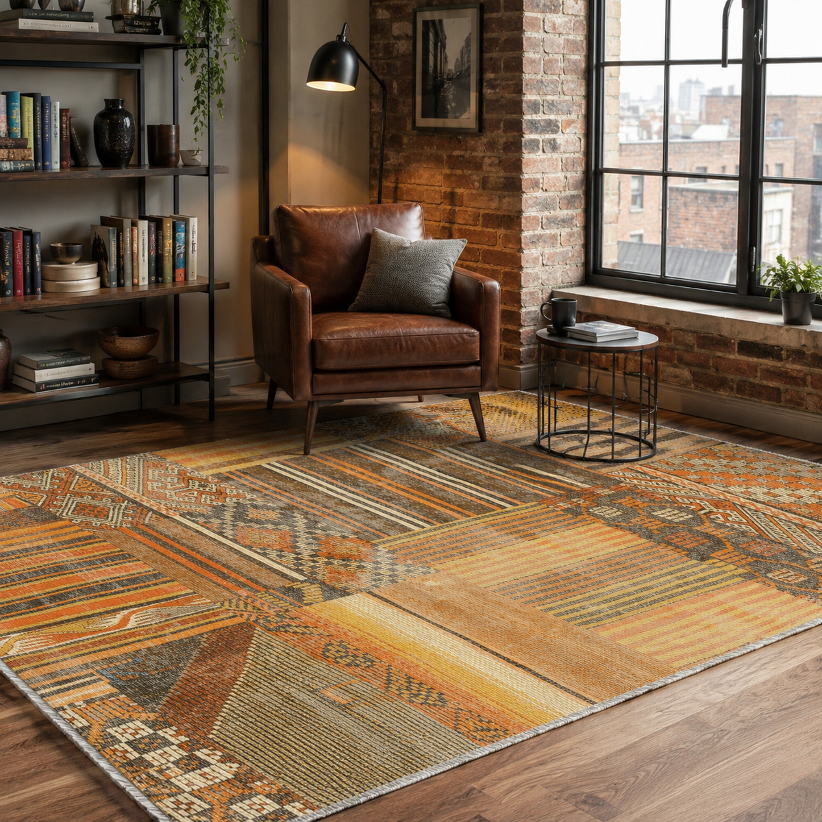 Tapis Ethnique Gris Lavable Ewan, vue 6