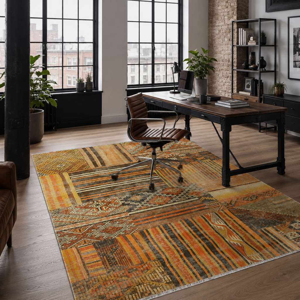 Tapis Ethnique Gris Lavable Ewan, vue 7