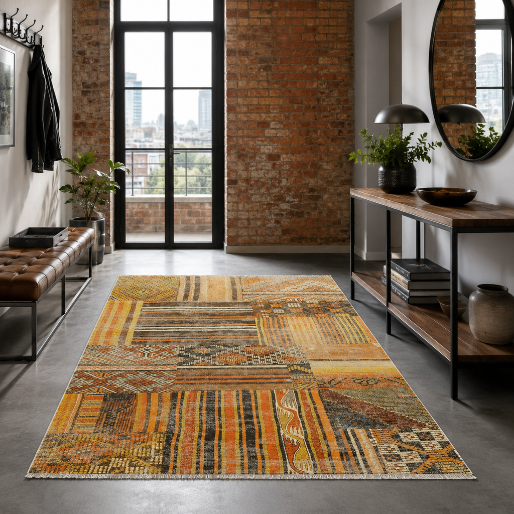Tapis Ethnique Gris Lavable Ewan, vue 9