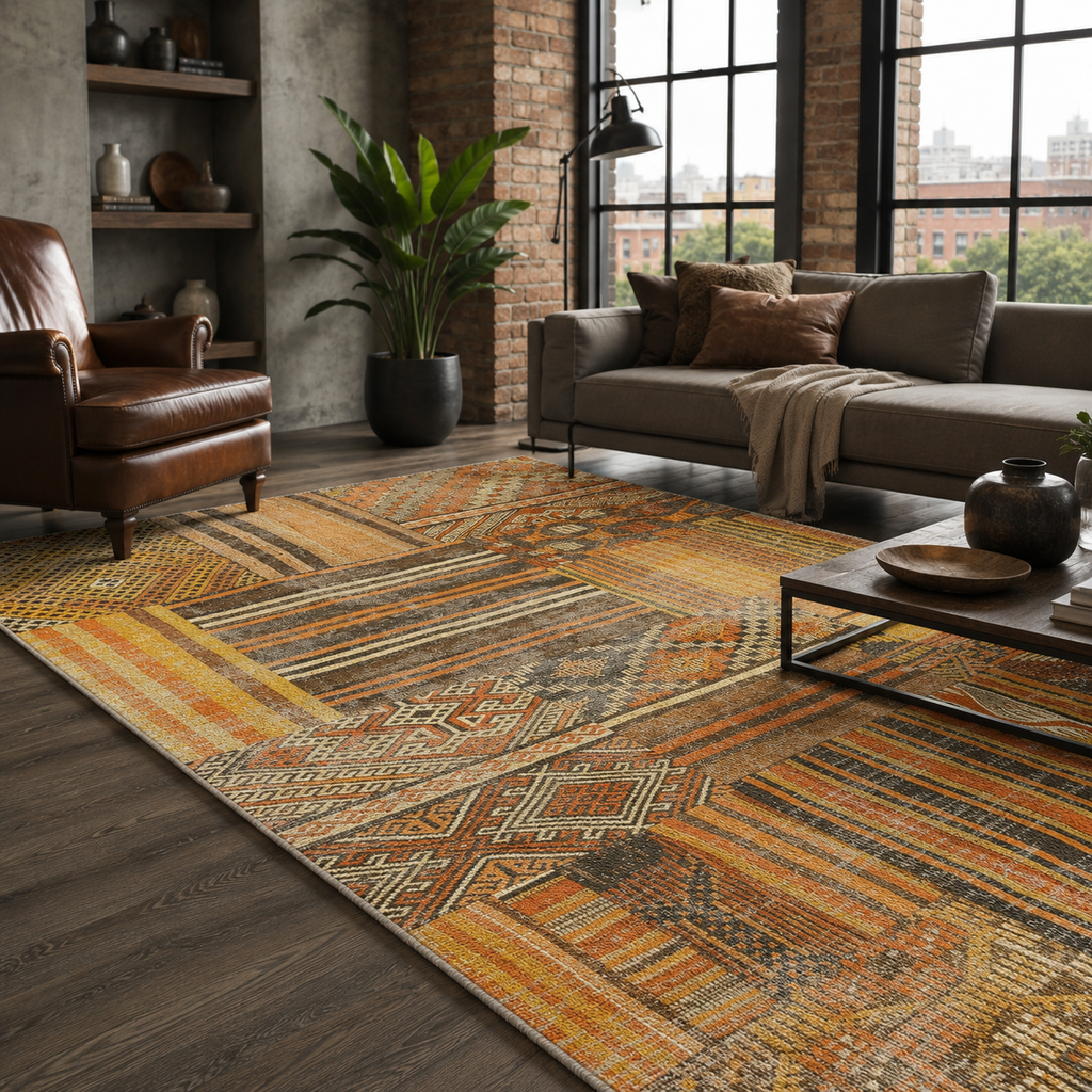 Tapis Ethnique Gris Lavable Ewan, vue 10