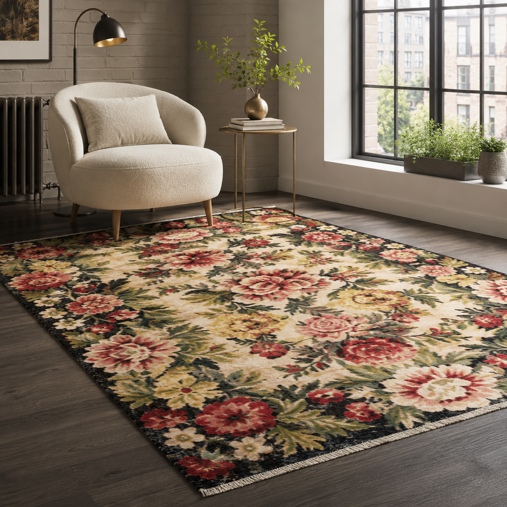 Tapis Ethnique Bordeaux Lavable Cassandre, vue 4