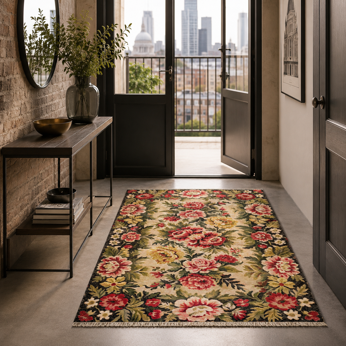 Tapis Ethnique Bordeaux Lavable Cassandre, vue 8