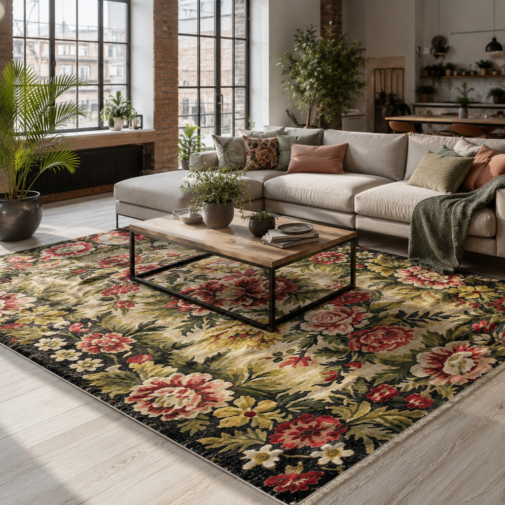 Tapis Ethnique Bordeaux Lavable Cassandre, vue 10