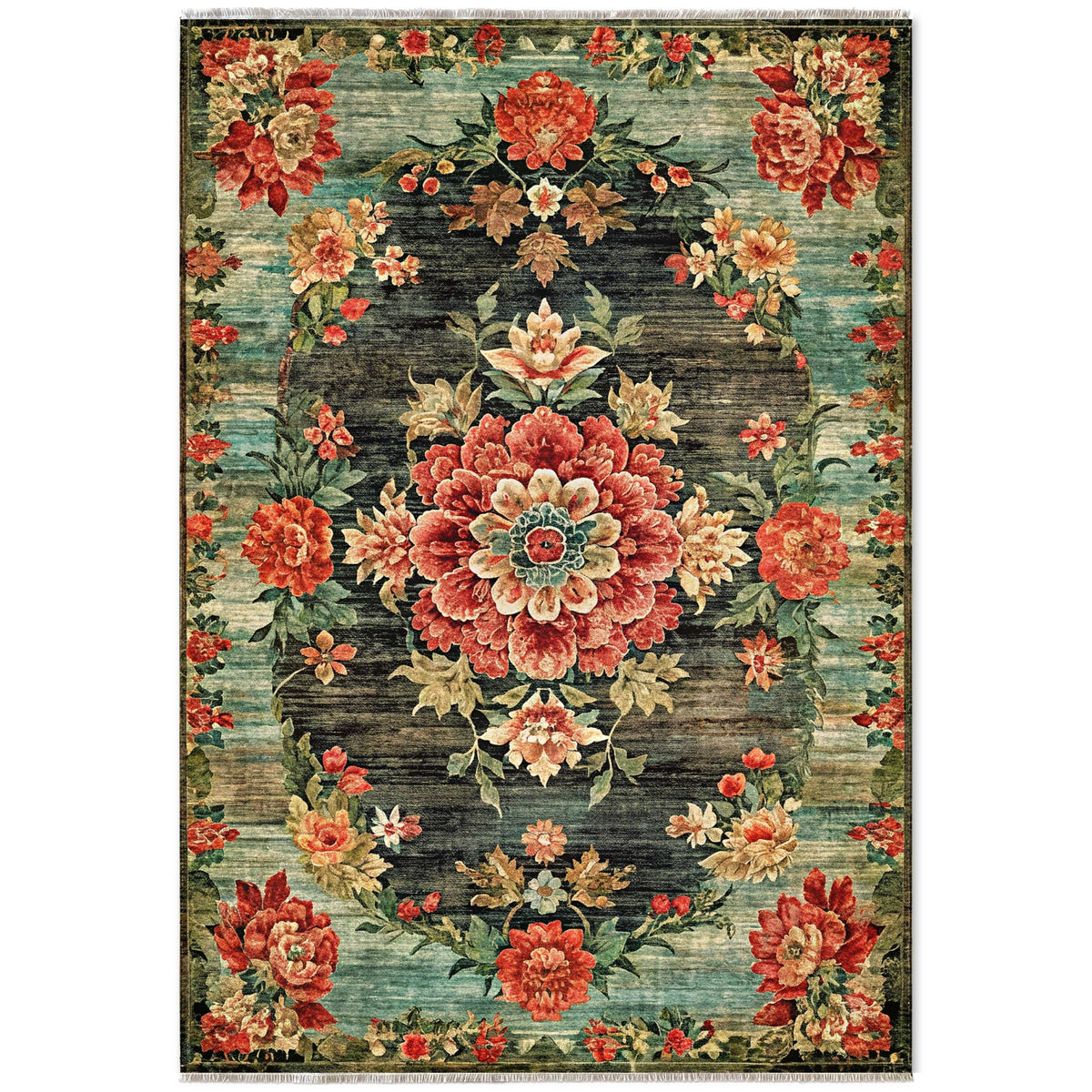 Détail du motif du tapis abstrait bordeaux lavable Tulum