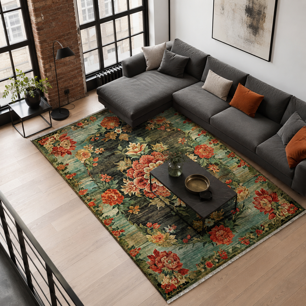 Tapis Abstrait Bordeaux Lavable Tulum, vue 4