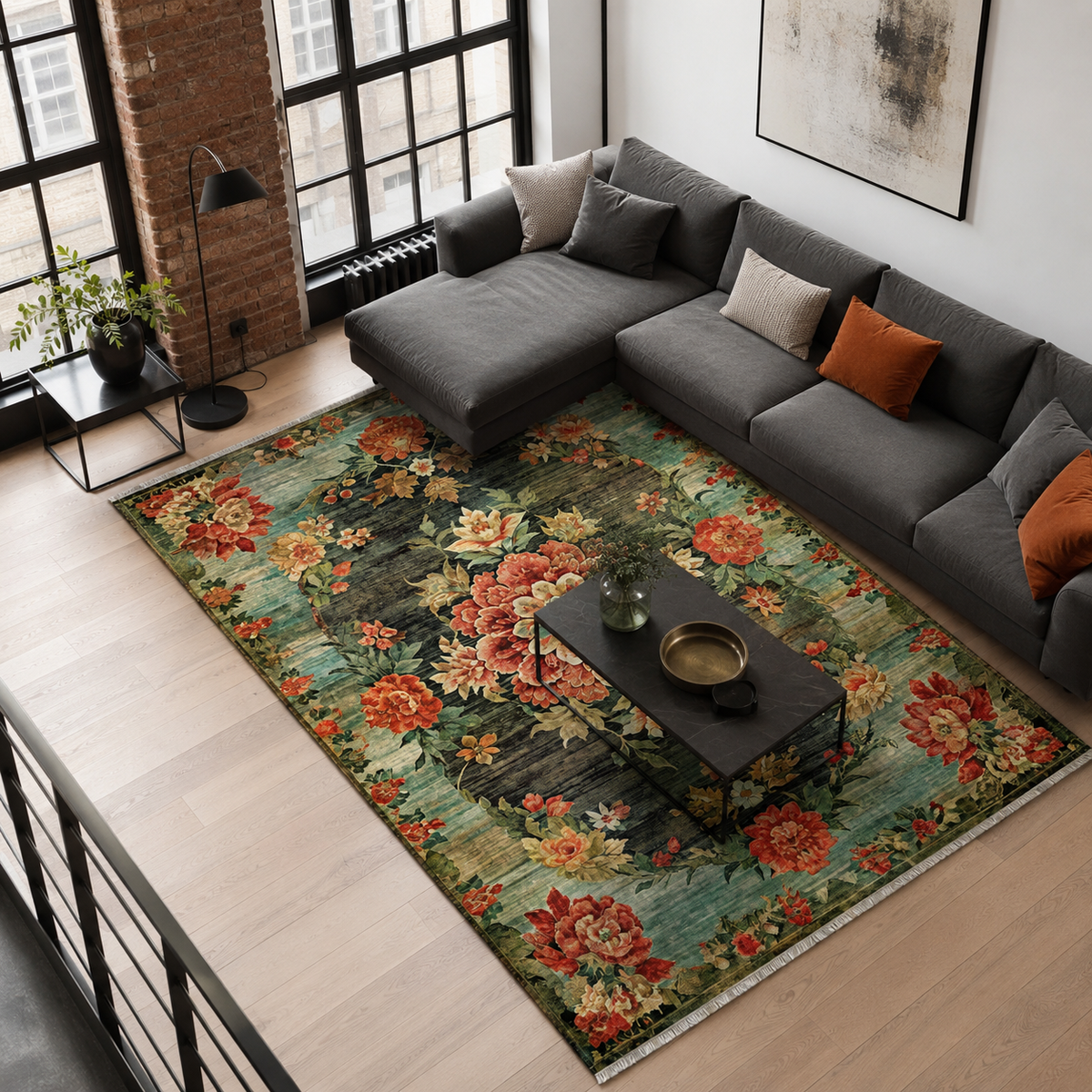 Tapis Abstrait Bordeaux Lavable Tulum, vue 4