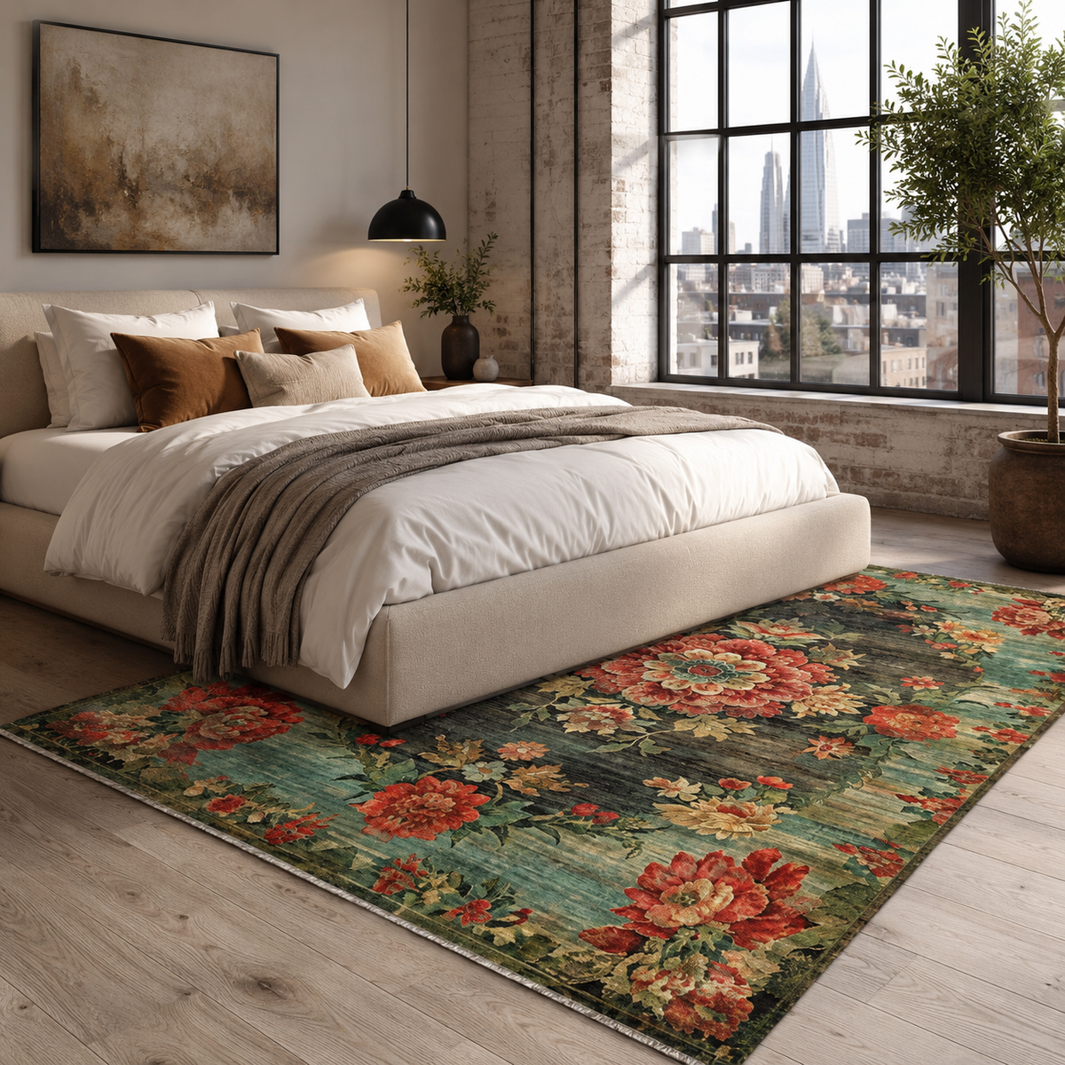 Tapis Abstrait Bordeaux Lavable Tulum, vue 5