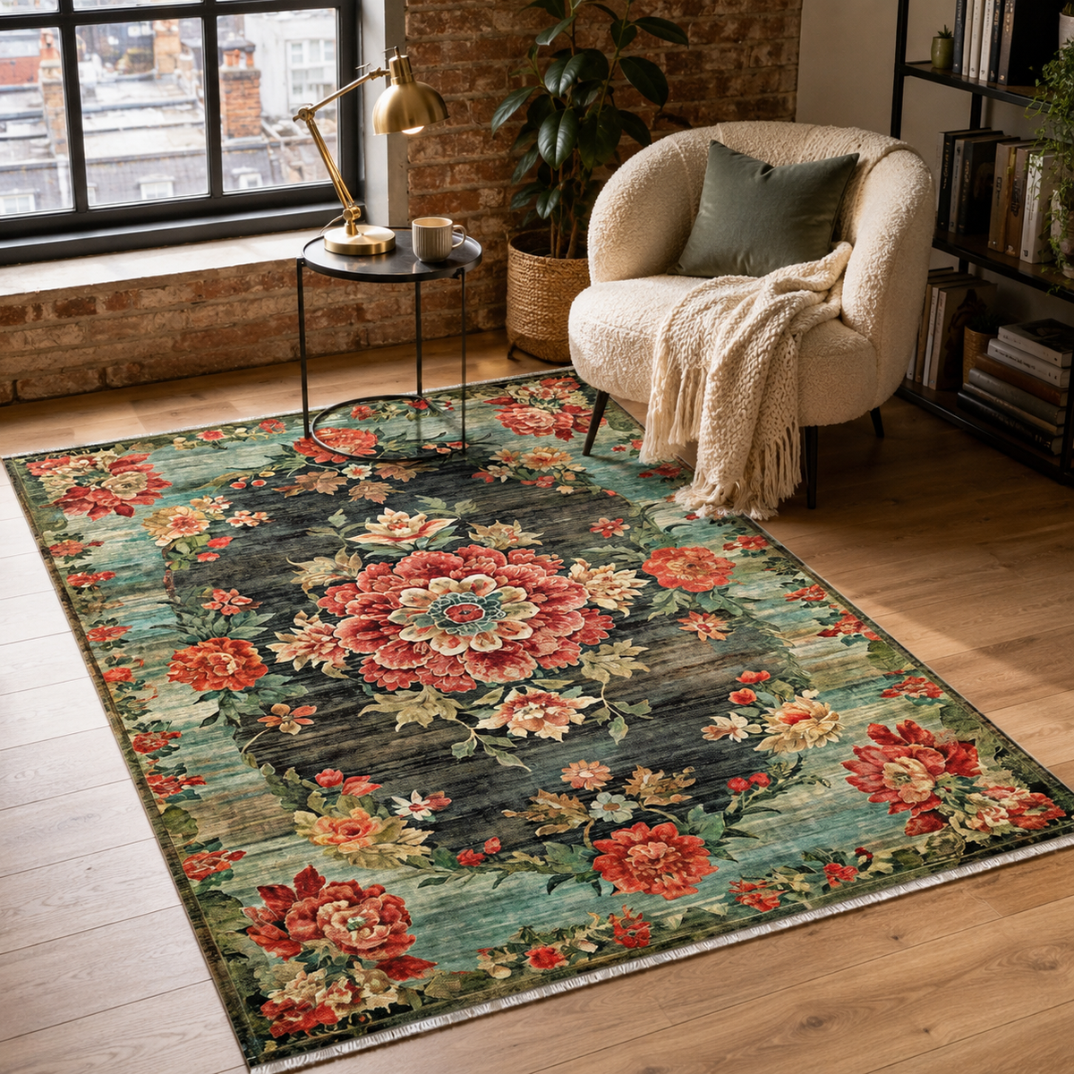 Tapis Abstrait Bordeaux Lavable Tulum, vue 8