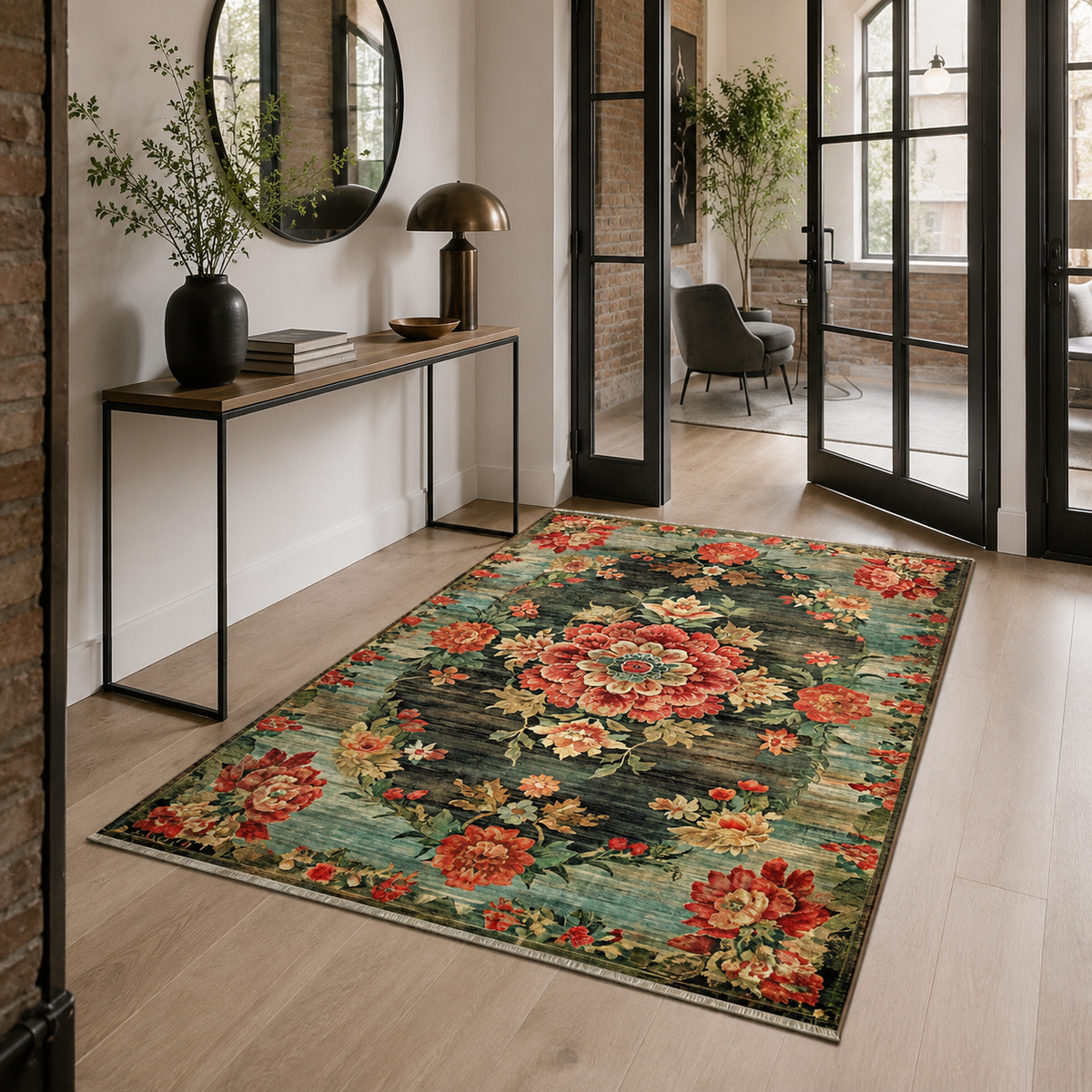 Tapis Abstrait Bordeaux Lavable Tulum, vue 9