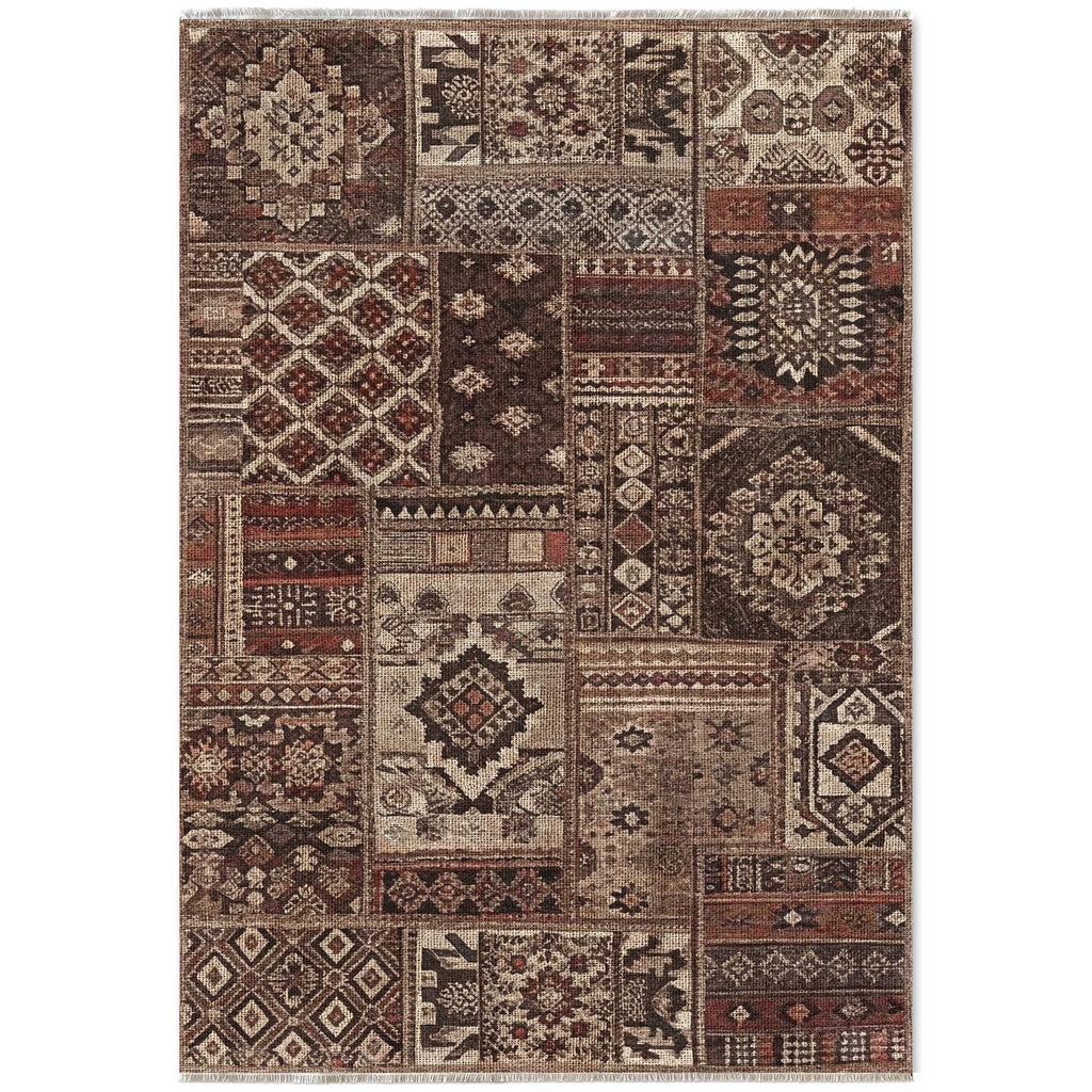 Détail du motif du tapis ethnique bleu marine lavable Lila