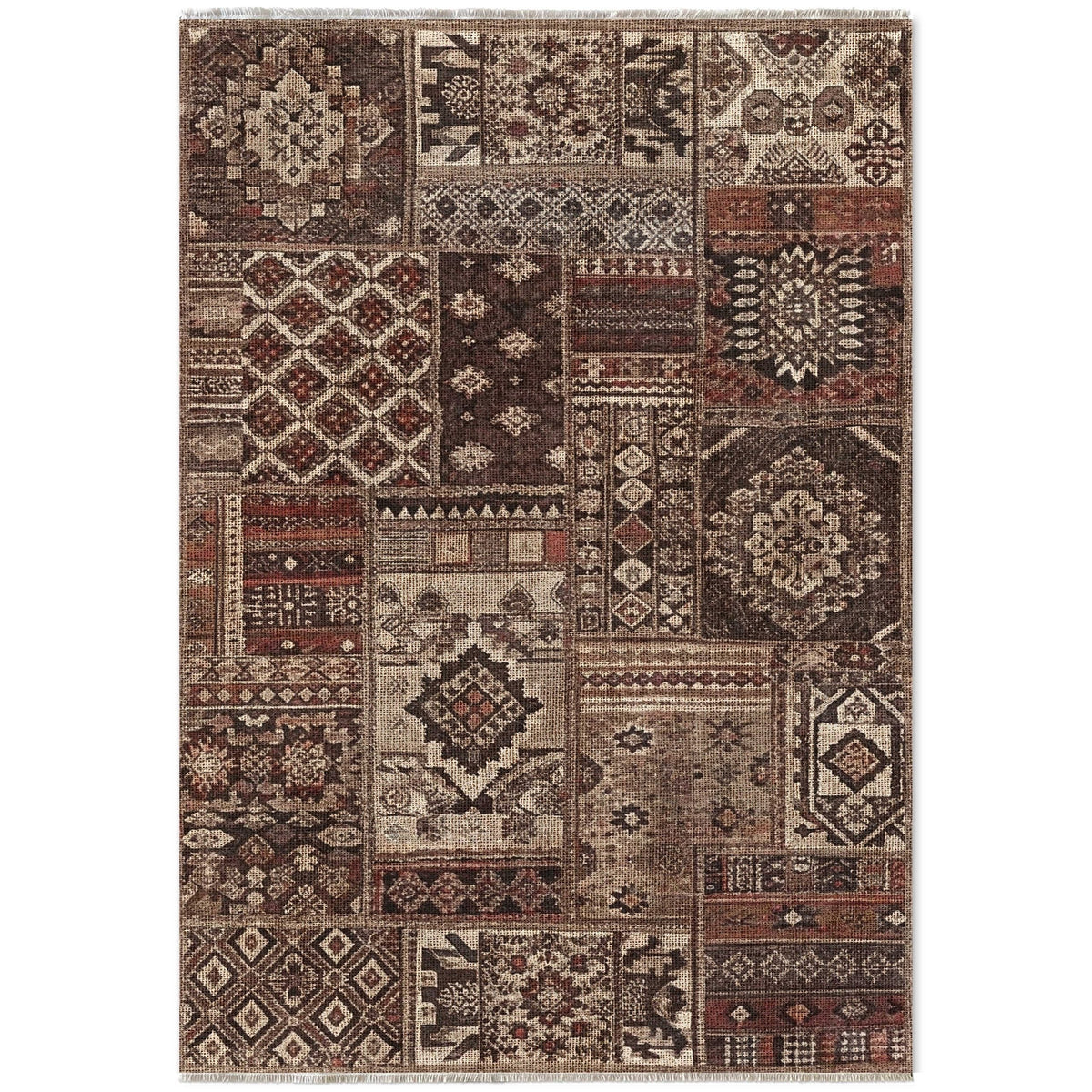 Détail du motif du tapis ethnique bleu marine lavable Lila