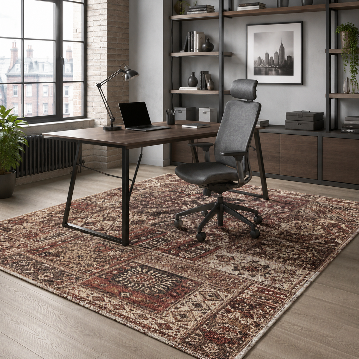 Tapis Ethnique Bleu Marine Lavable Lila, vue 8