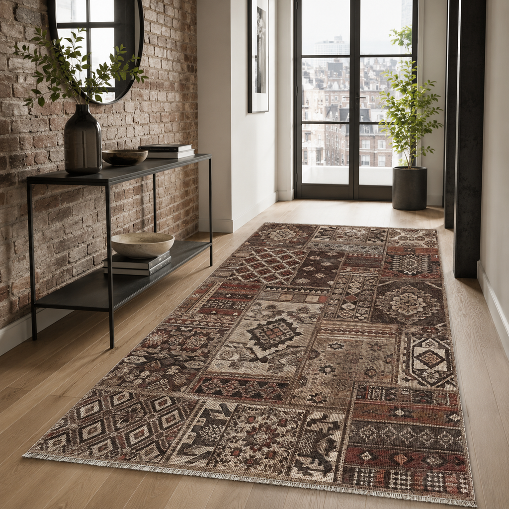Tapis Ethnique Bleu Marine Lavable Lila, vue 9