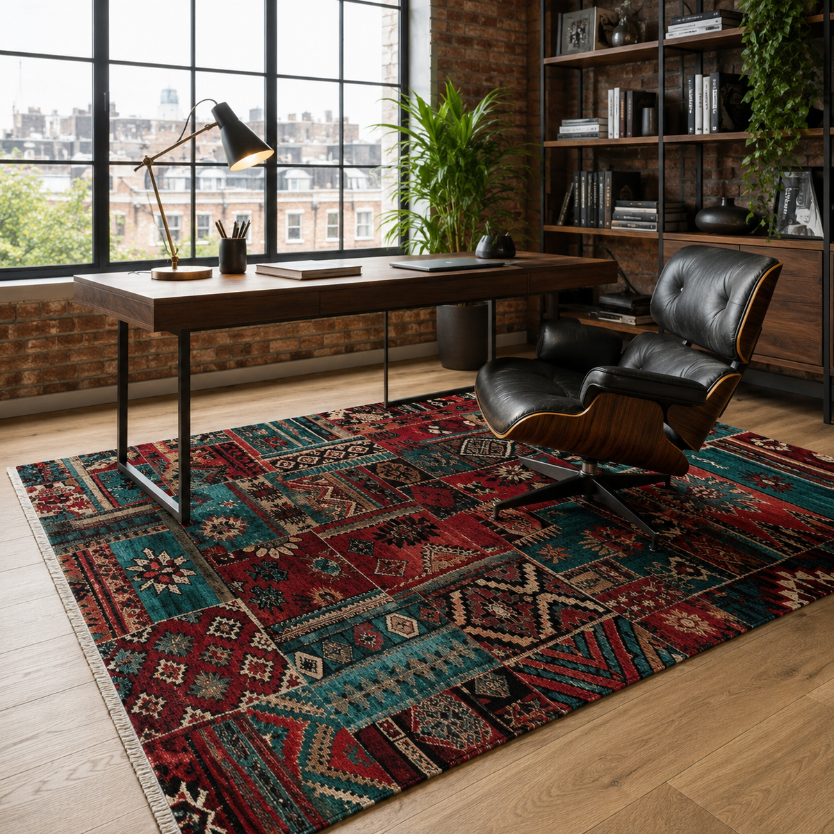 Tapis Ethnique Bordeaux Lavable Gabrielle, vue 6