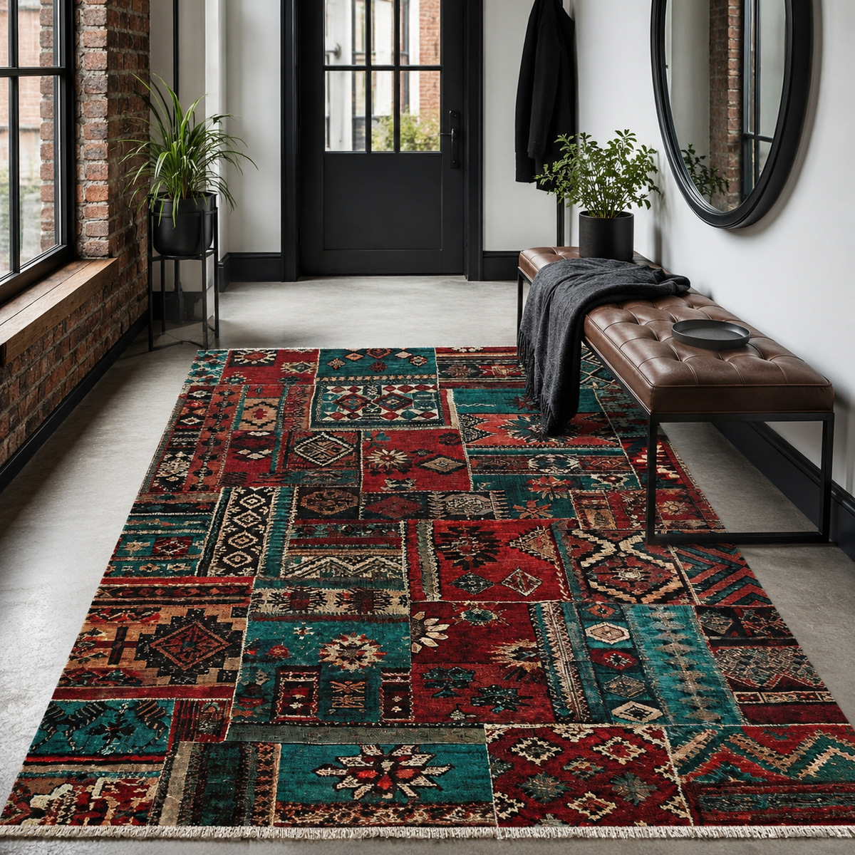 Tapis Ethnique Bordeaux Lavable Gabrielle, vue 7