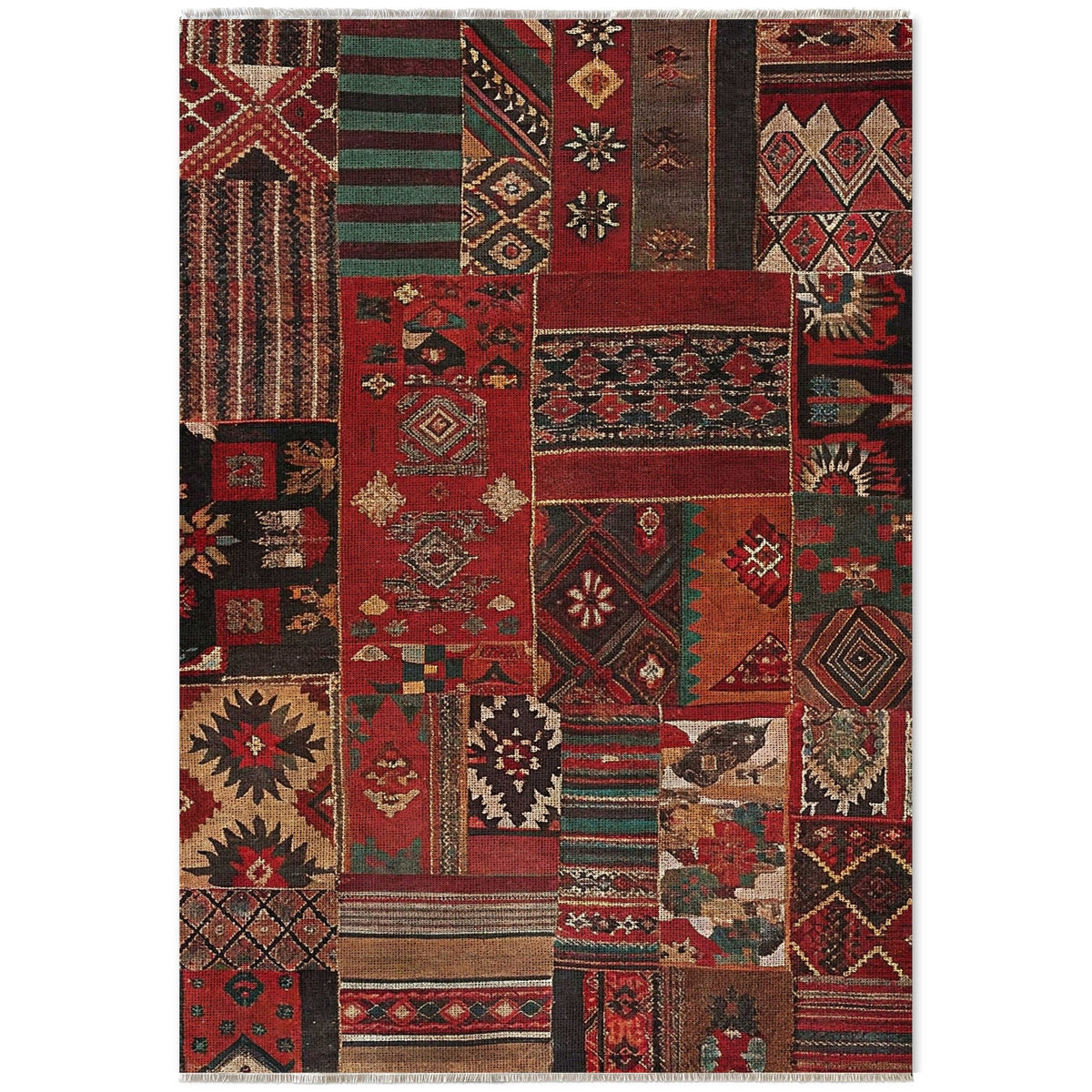 Détail du motif du tapis ethnique bordeaux lavable Sasha