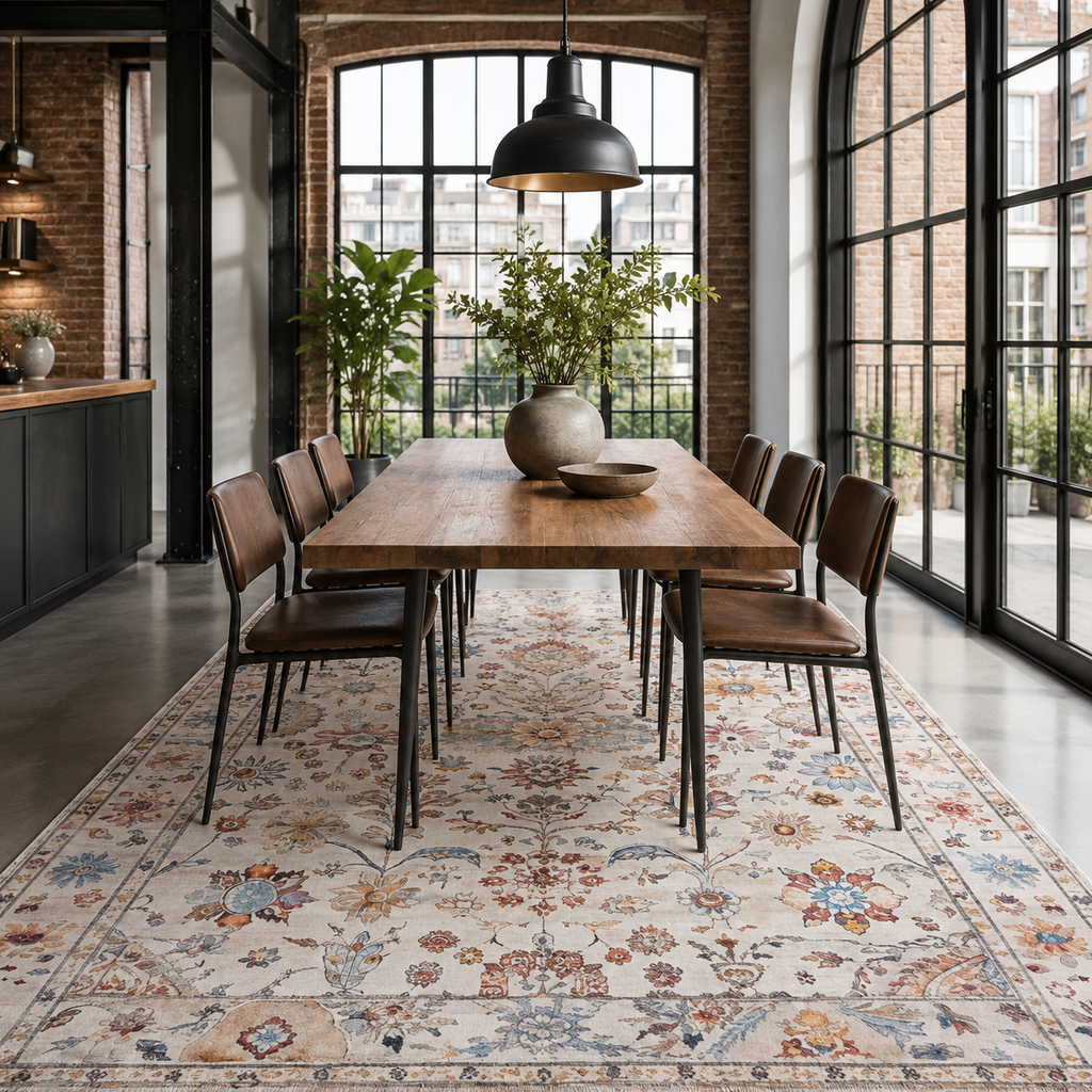 Tapis Classique Crème et Blanc Lavable Ariane, vue 6