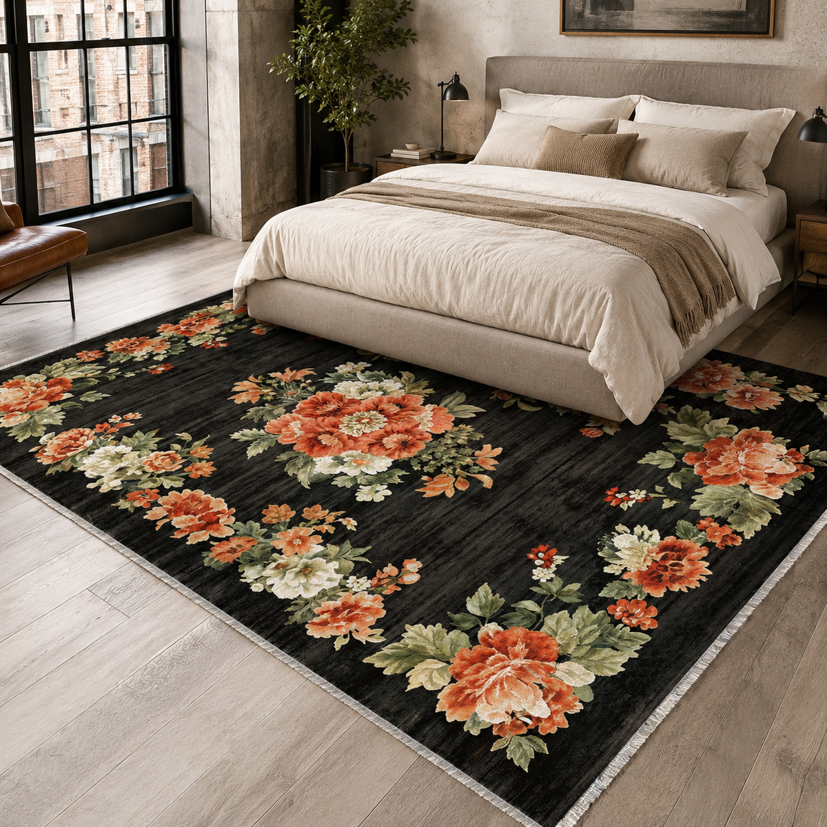 Tapis Ethnique Bordeaux Lavable Roxane, vue 3
