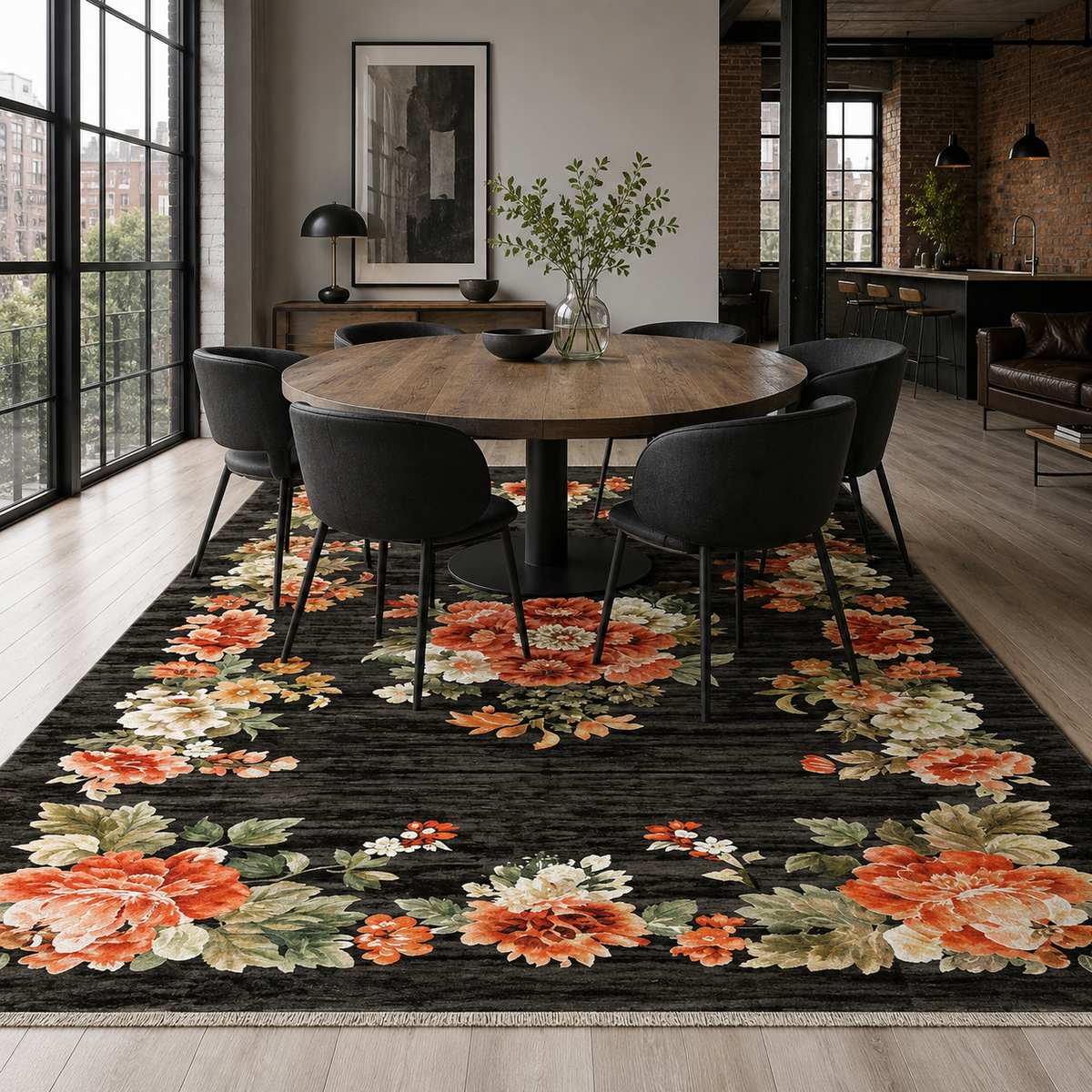 Tapis Ethnique Bordeaux Lavable Roxane, vue 4