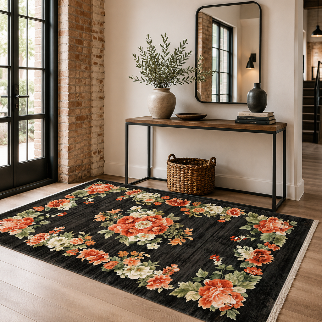 Tapis Ethnique Bordeaux Lavable Roxane, vue 6