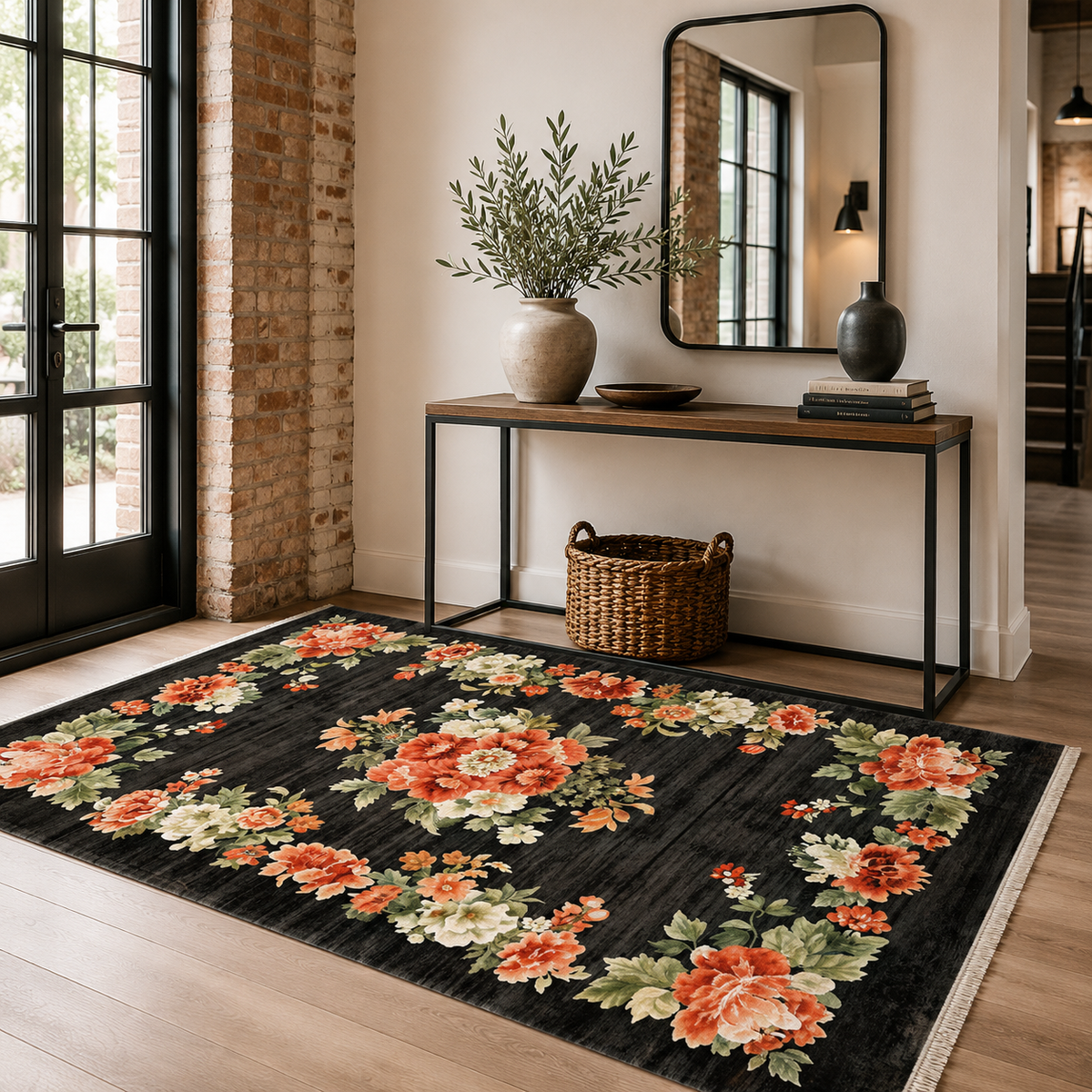 Tapis Ethnique Bordeaux Lavable Roxane, vue 6