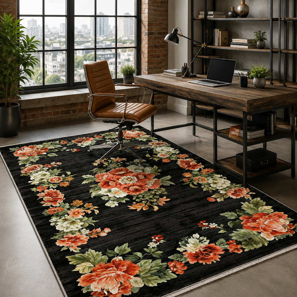 Tapis Ethnique Bordeaux Lavable Roxane, vue 7