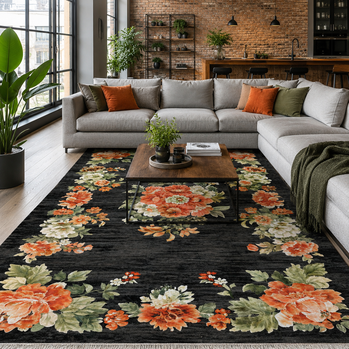 Tapis Ethnique Bordeaux Lavable Roxane, vue 8