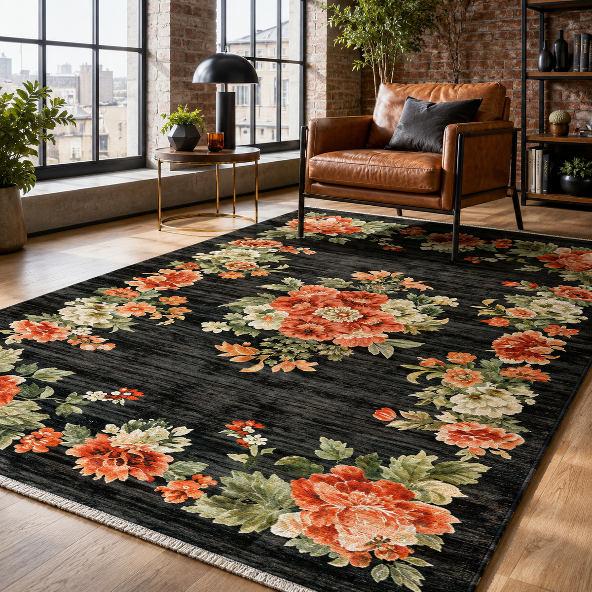 Tapis Ethnique Bordeaux Lavable Roxane, vue 9