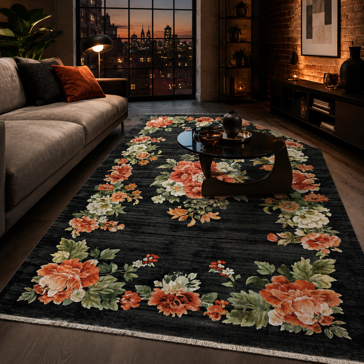 Tapis Ethnique Bordeaux Lavable Roxane, vue 10