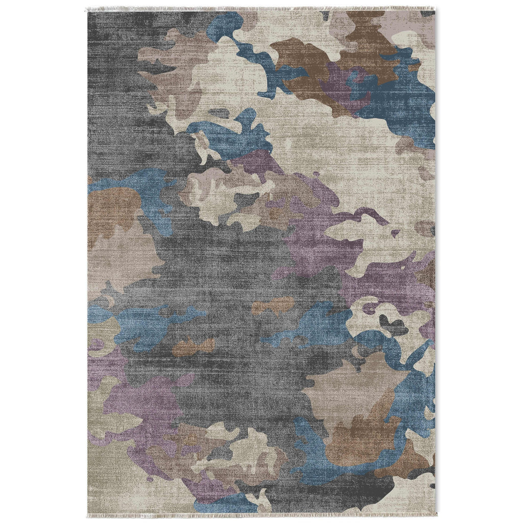 Détail du motif du tapis moderne gris lavable Wadi