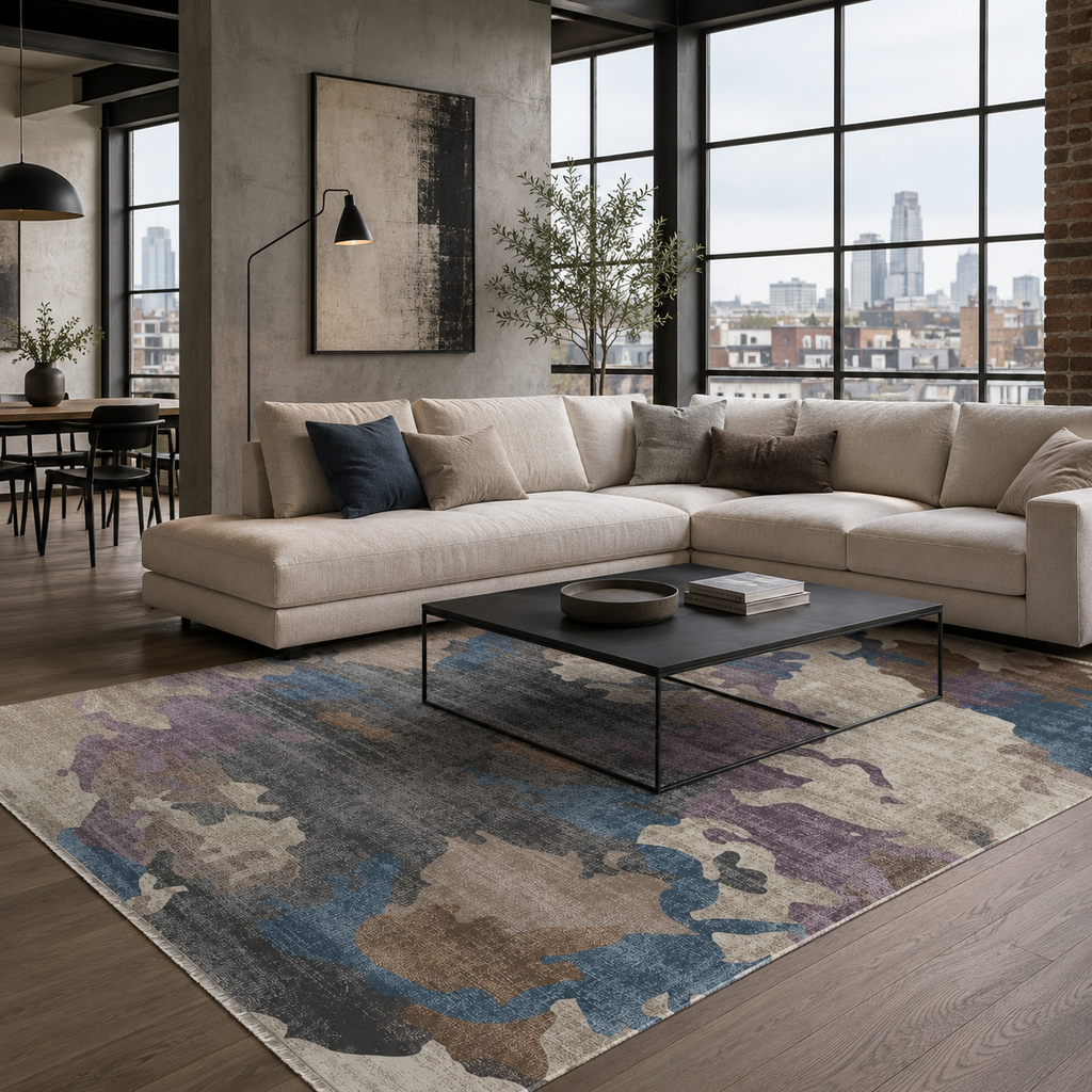 Tapis Moderne Gris Lavable Wadi, vue 4