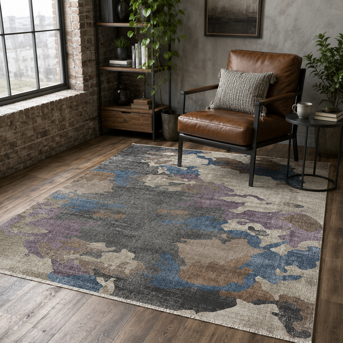 Tapis Moderne Gris Lavable Wadi, vue 8