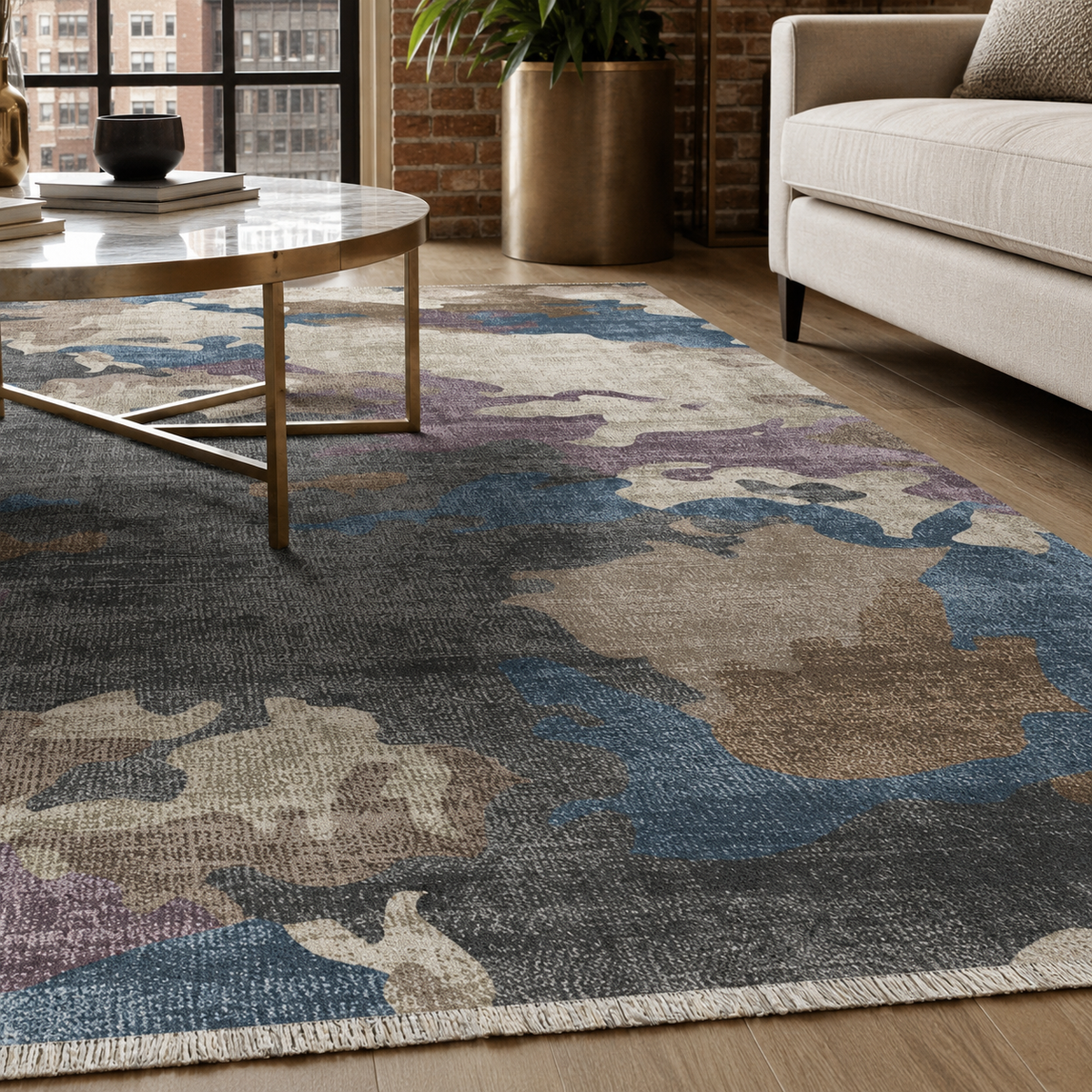 Tapis Moderne Gris Lavable Wadi, vue 9