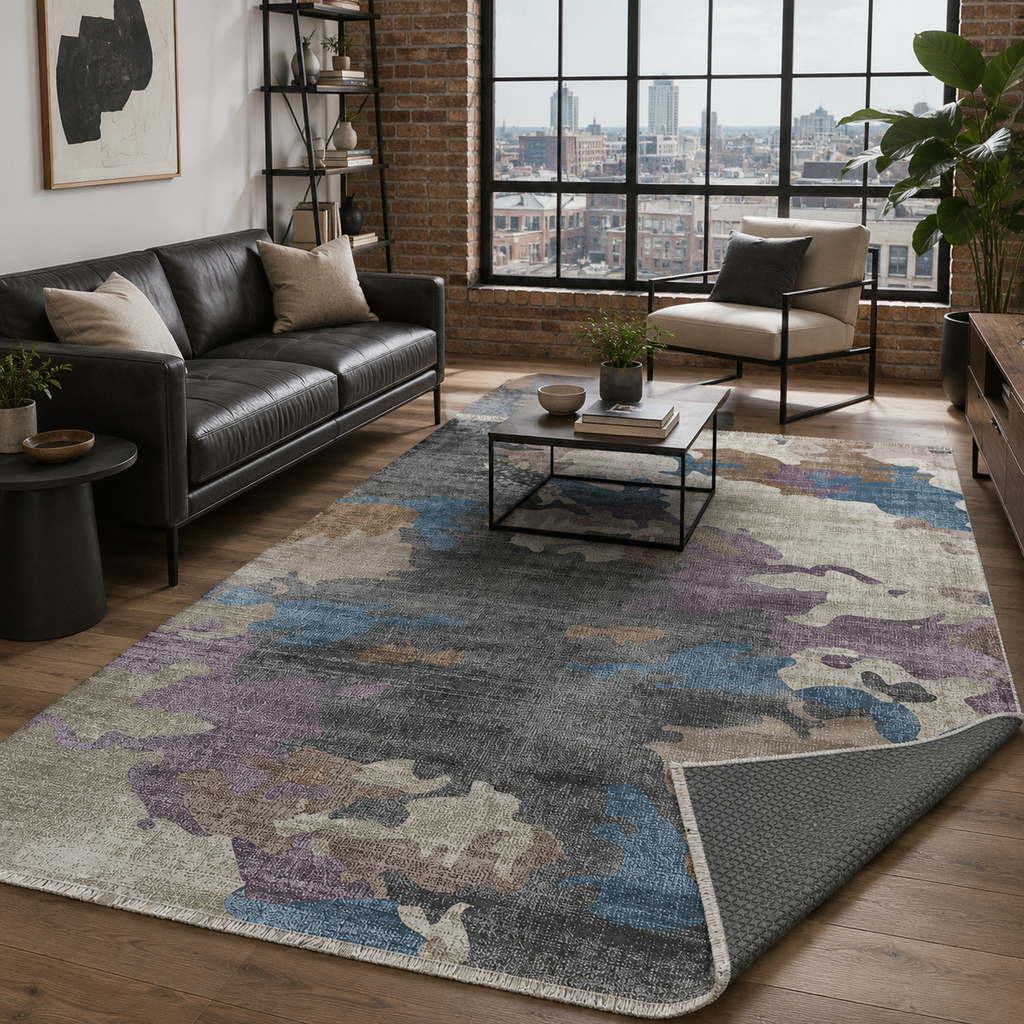 Tapis Moderne Gris Lavable Wadi, vue 10