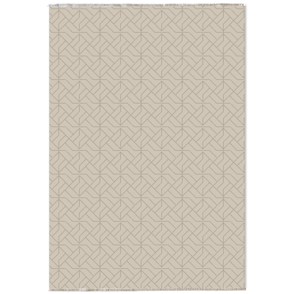 Détail du motif du tapis moderne crème et blanc lavable Oriane